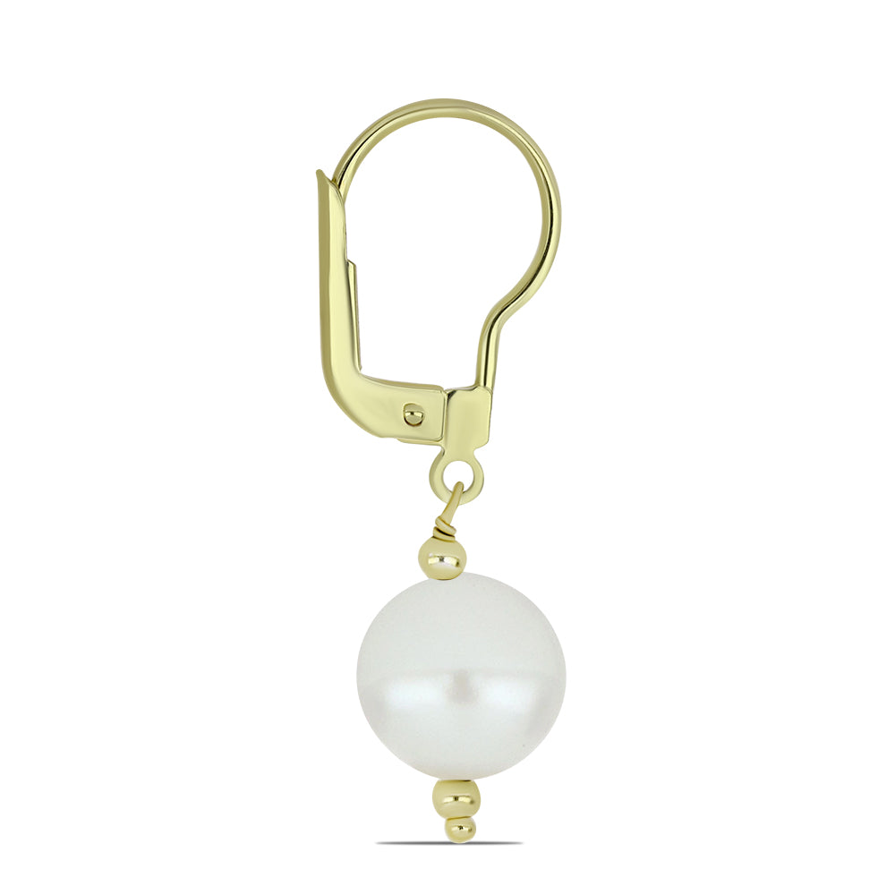 Pendientes de Plata Bañada en Oro con Perla blanca de agua dulce 2 