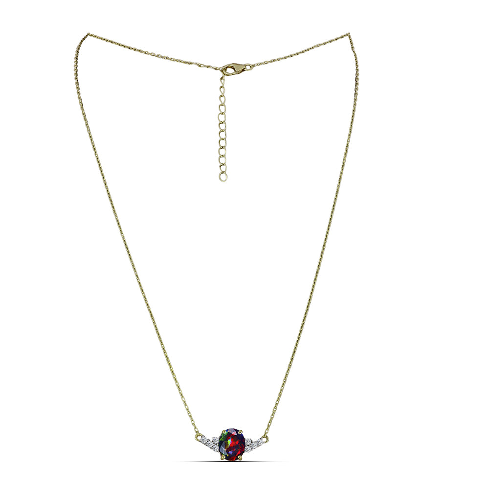 Collar de Plata Bañada en Oro con Ópalo negro medianoche Lega Dembi de Ëtiopía y Topacio Blanco 1 