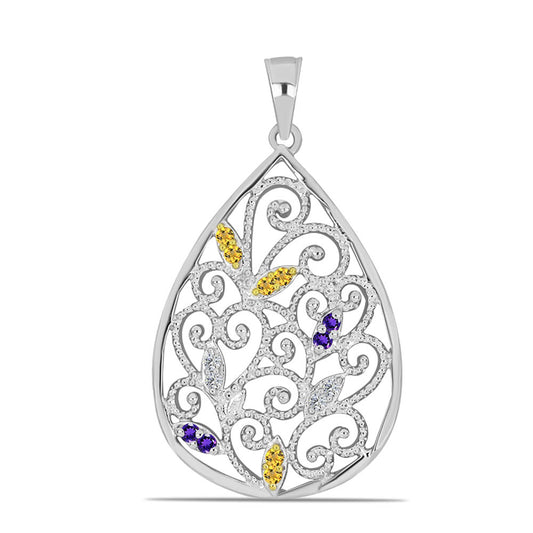 Colgante de Plata con Citrino de los Montes Urales y Amatista de Marruecos