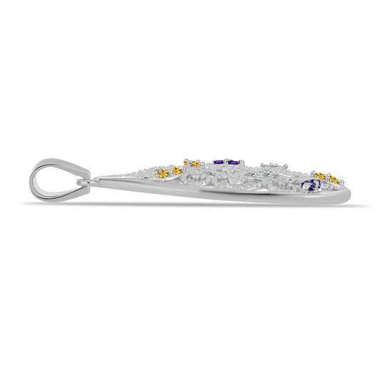 Colgante de Plata con Citrino de los Montes Urales y Amatista de Marruecos