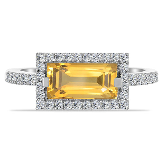 Anillo de Plata con Citrino de los Montes Urales y Topacio Blanco