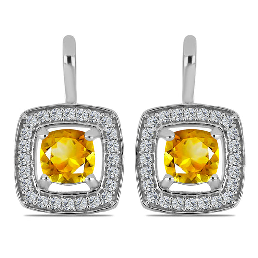 Pendientes de Plata con Citrino de los Montes Urales y Topacio Blanco