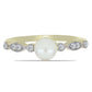 Anillo de Plata Bañada en Oro con Perla blanca de agua dulce y Topacio Blanco