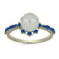 Anillo de Plata Bañada en Oro con Perla blanca de agua dulce y Zafiro Azul Australiano
