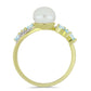 Anillo de Plata Bañada en Oro con Perla blanca de agua dulce y Aguamarina