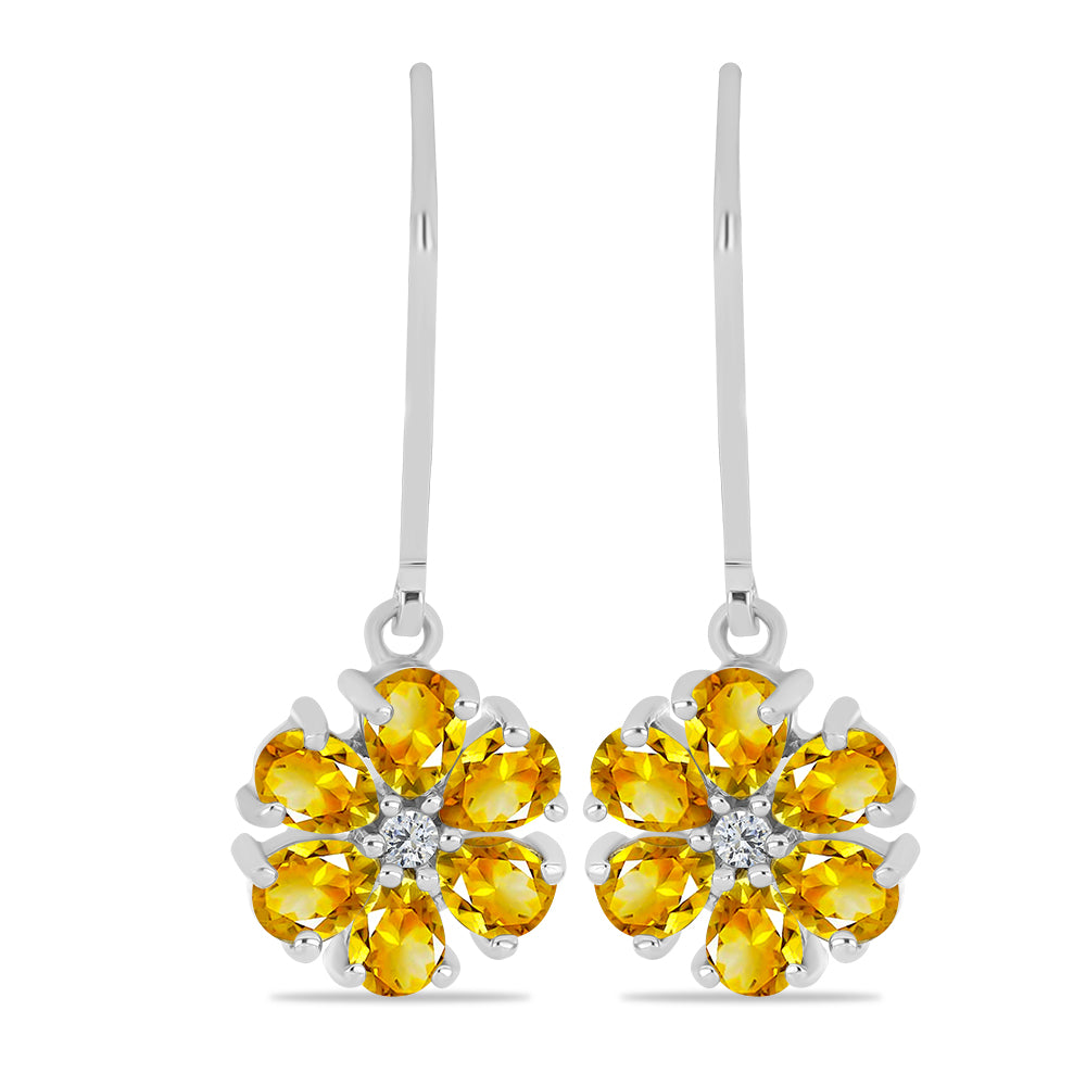 Pendientes de Plata con Citrino de los Montes Urales y Topacio Blanco