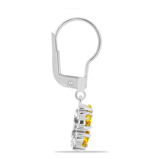 Pendientes de Plata con Citrino de los Montes Urales y Topacio Blanco