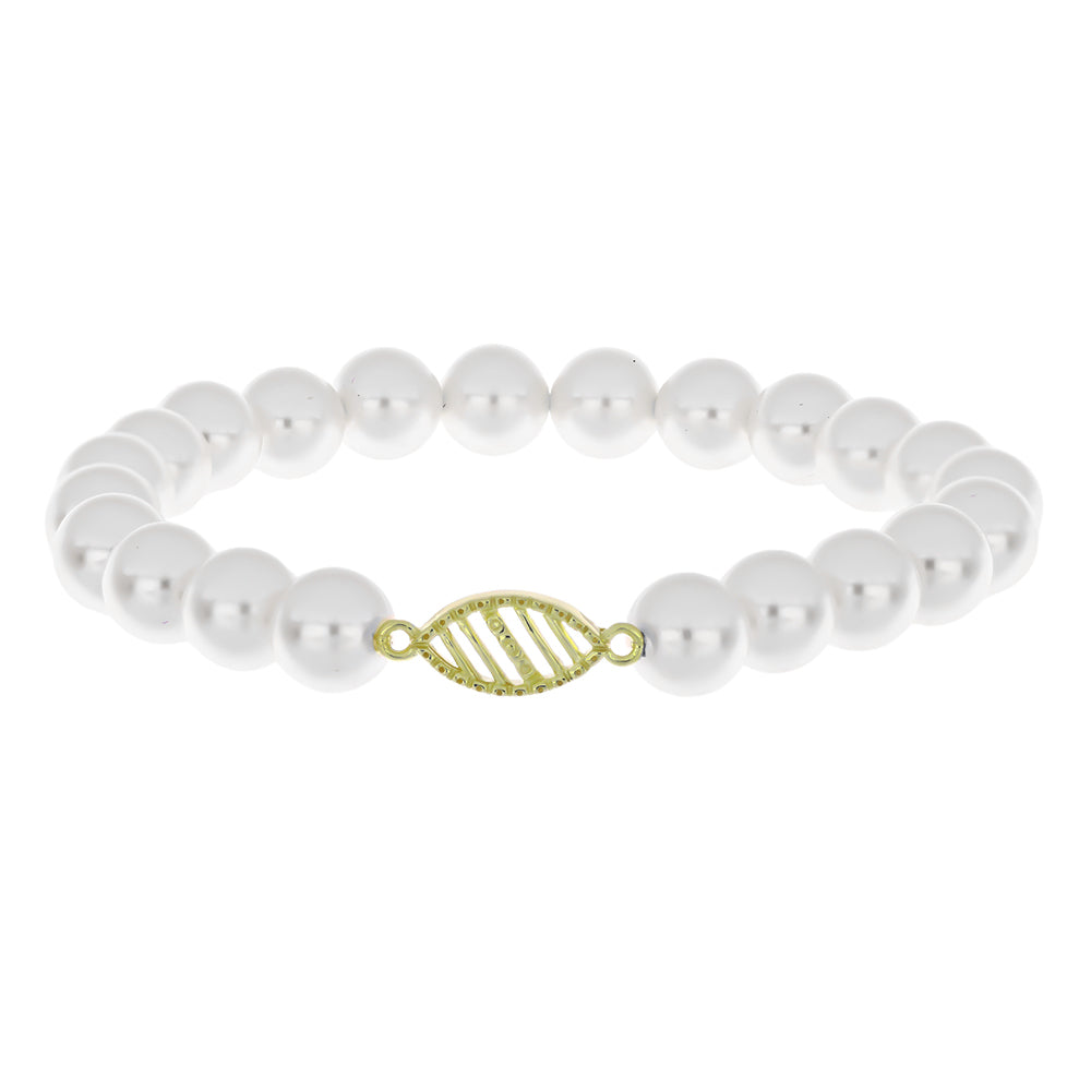 Pulsera de Plata Bañada en Oro con Perla blanca de agua dulce