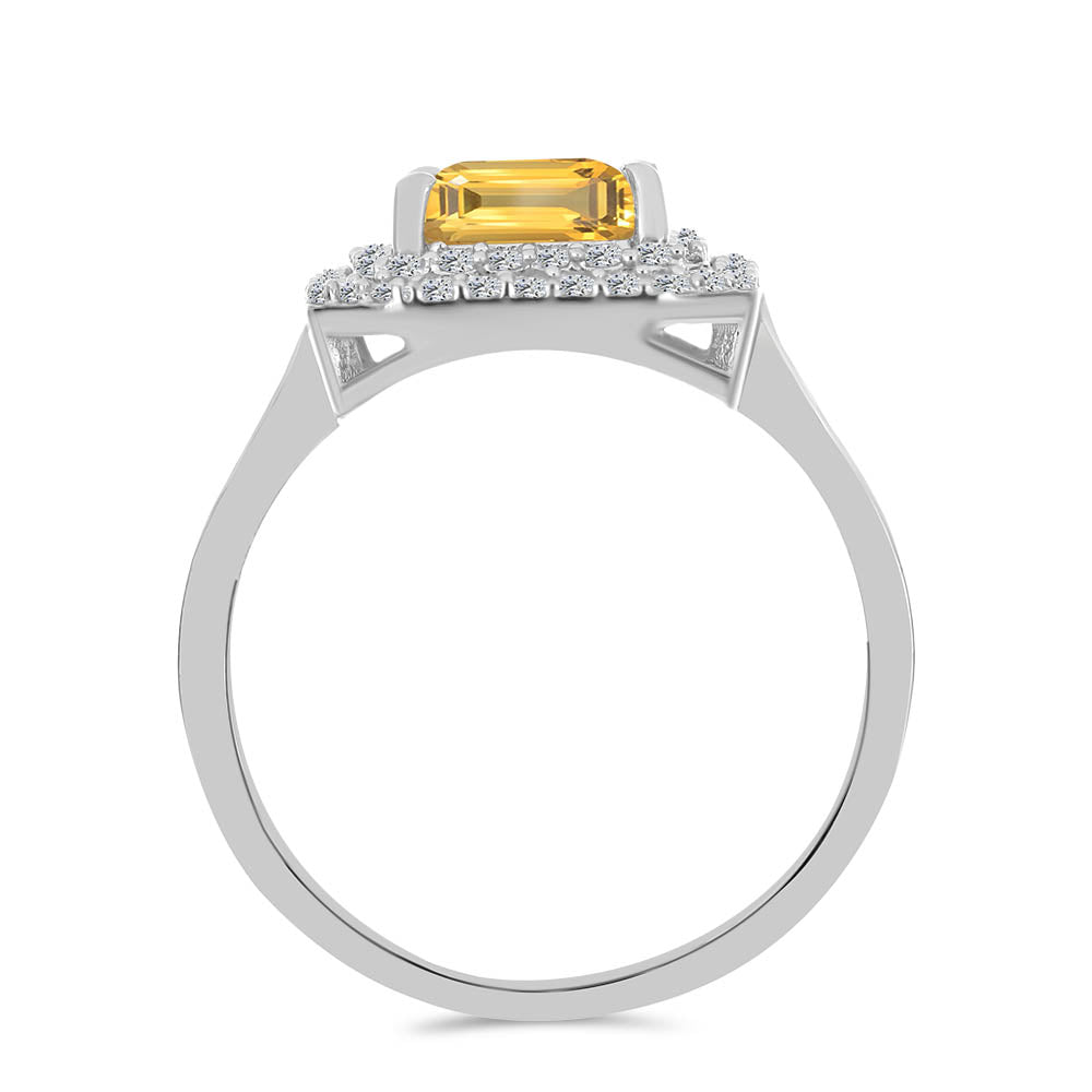Anillo de Plata con Citrino de los Montes Urales y Topacio Blanco 2 
