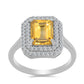 Anillo de Plata con Citrino de los Montes Urales y Topacio Blanco