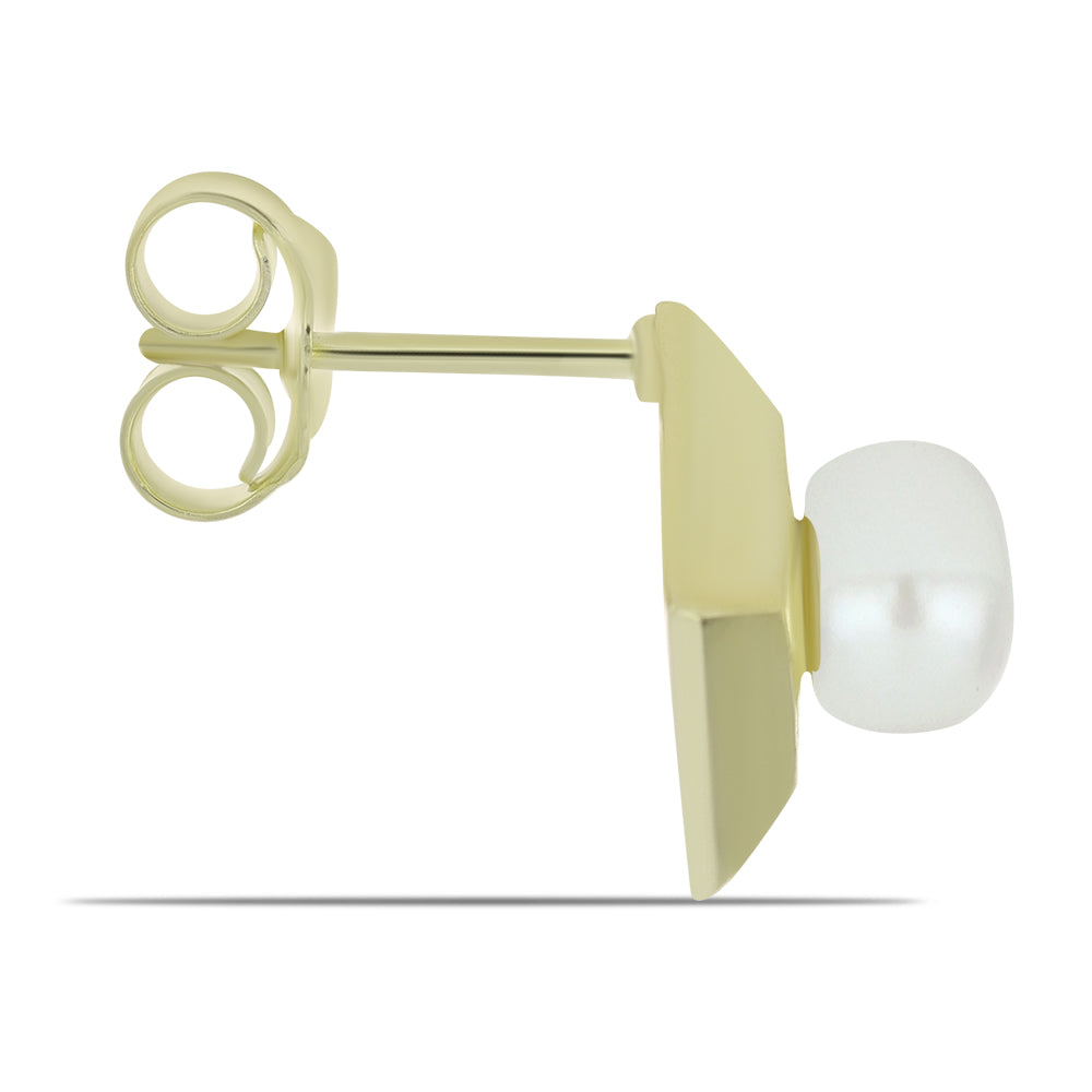 Pendientes de Plata Bañada en Oro con Perla blanca de agua dulce 2 