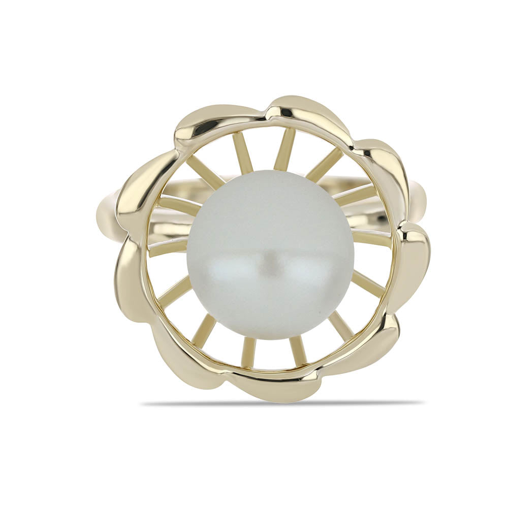 Anillo de Plata Bañada en Oro con Perla blanca de agua dulce 1 