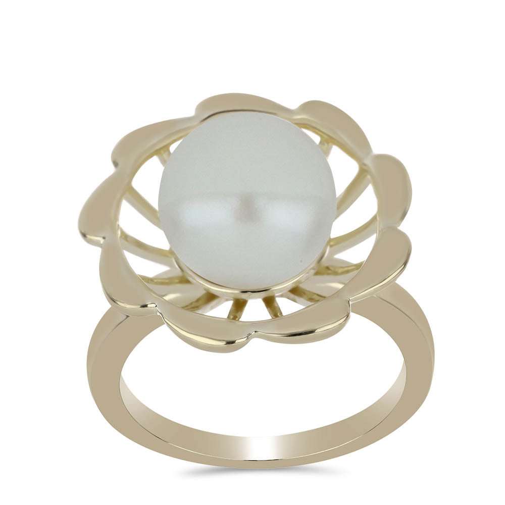 Anillo de Plata Bañada en Oro con Perla blanca de agua dulce 3 