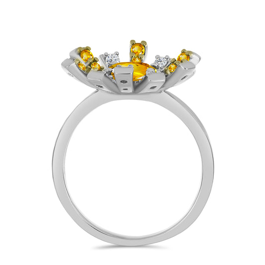 Anillo de Plata con Citrino de los Montes Urales