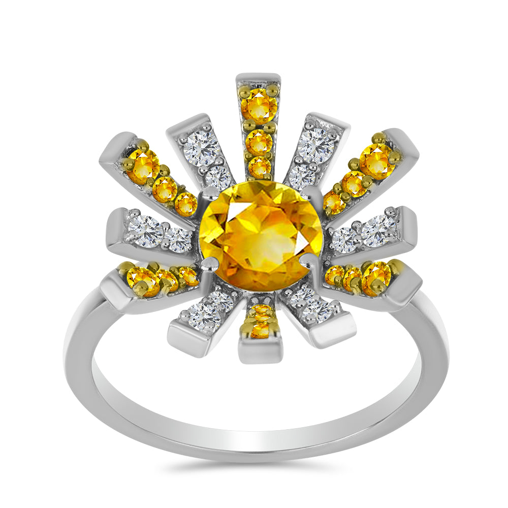 Anillo de Plata con Citrino de los Montes Urales