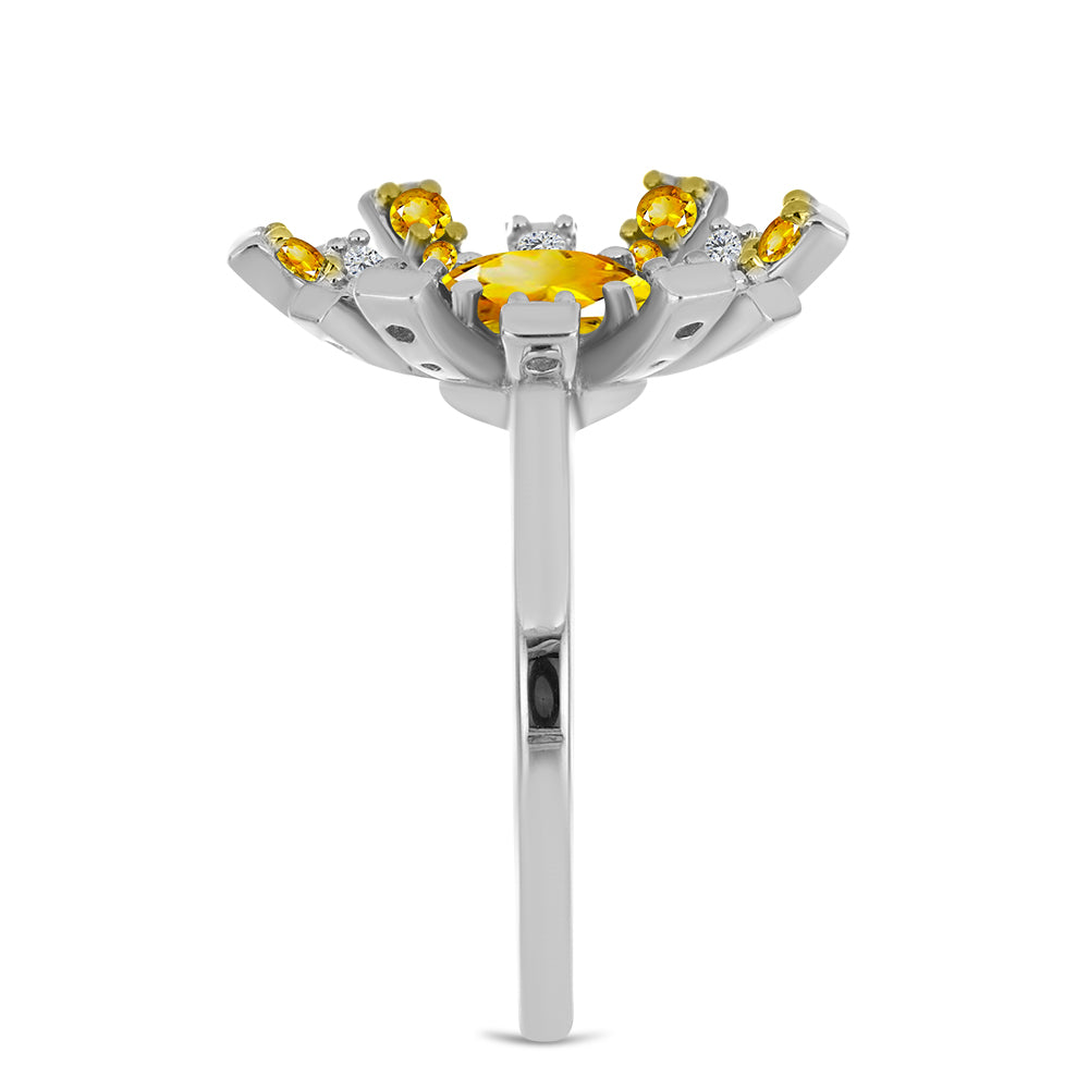 Anillo de Plata con Citrino de los Montes Urales 4 