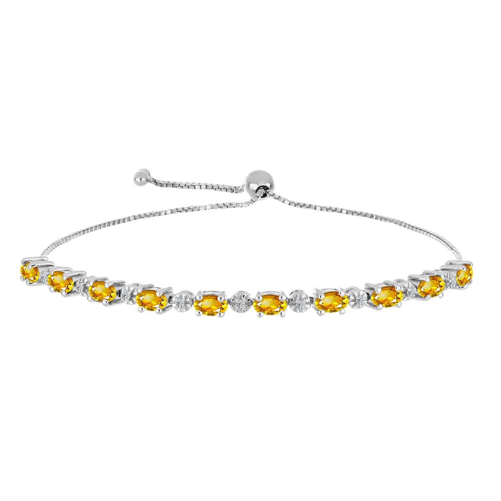 Pulsera de Plata con Citrino de los Montes Urales y Topacio Blanco 1 