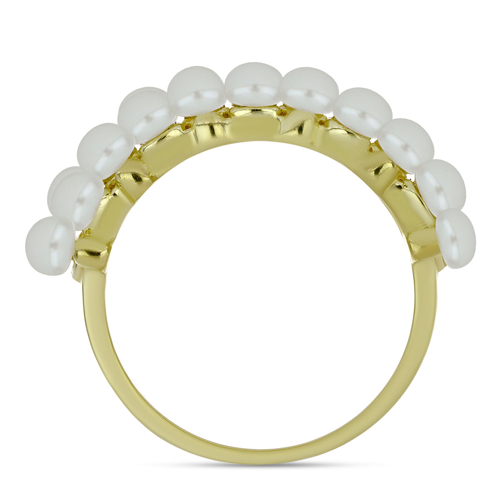 Anillo de Plata Bañada en Oro con Perla blanca de agua dulce 2 