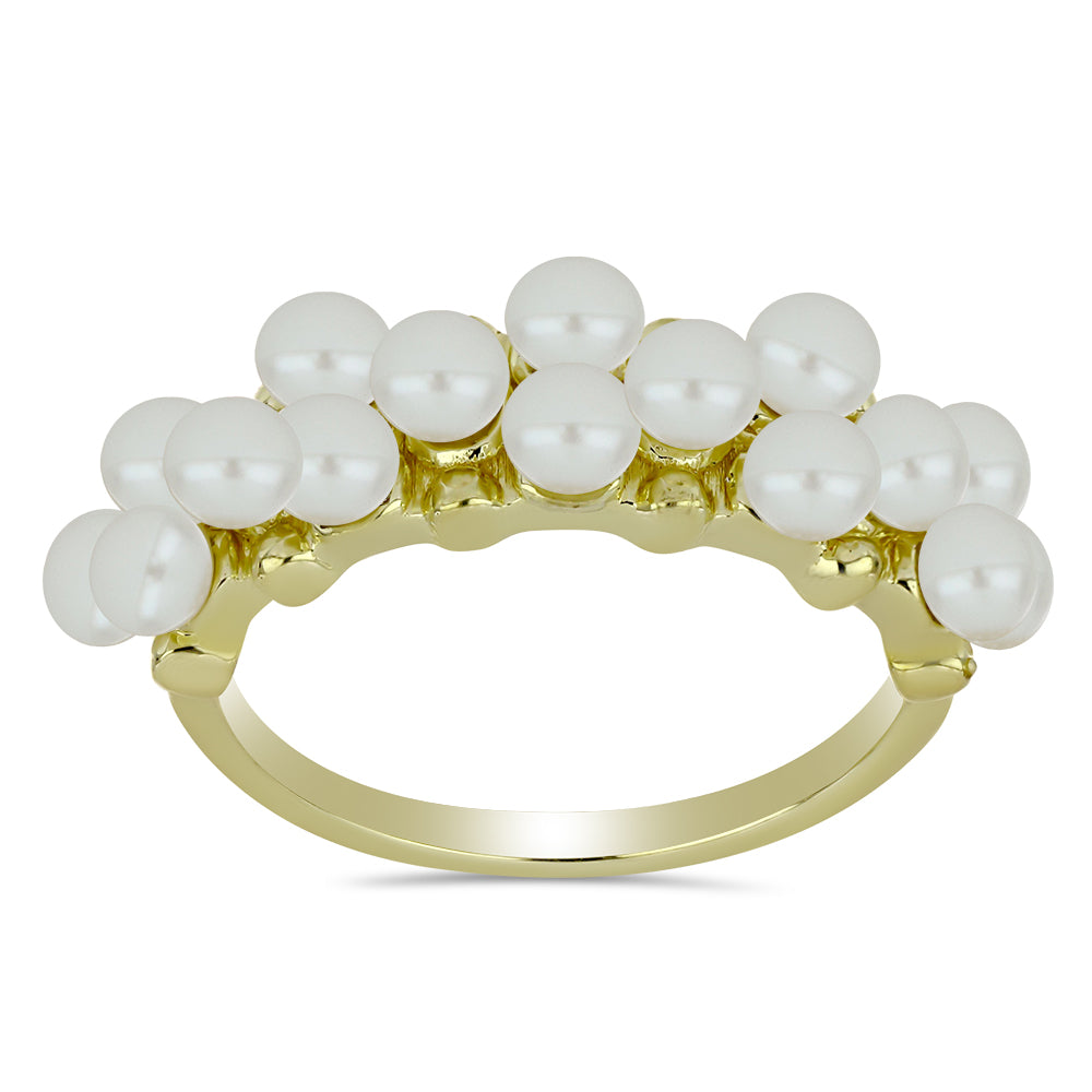 Anillo de Plata Bañada en Oro con Perla blanca de agua dulce