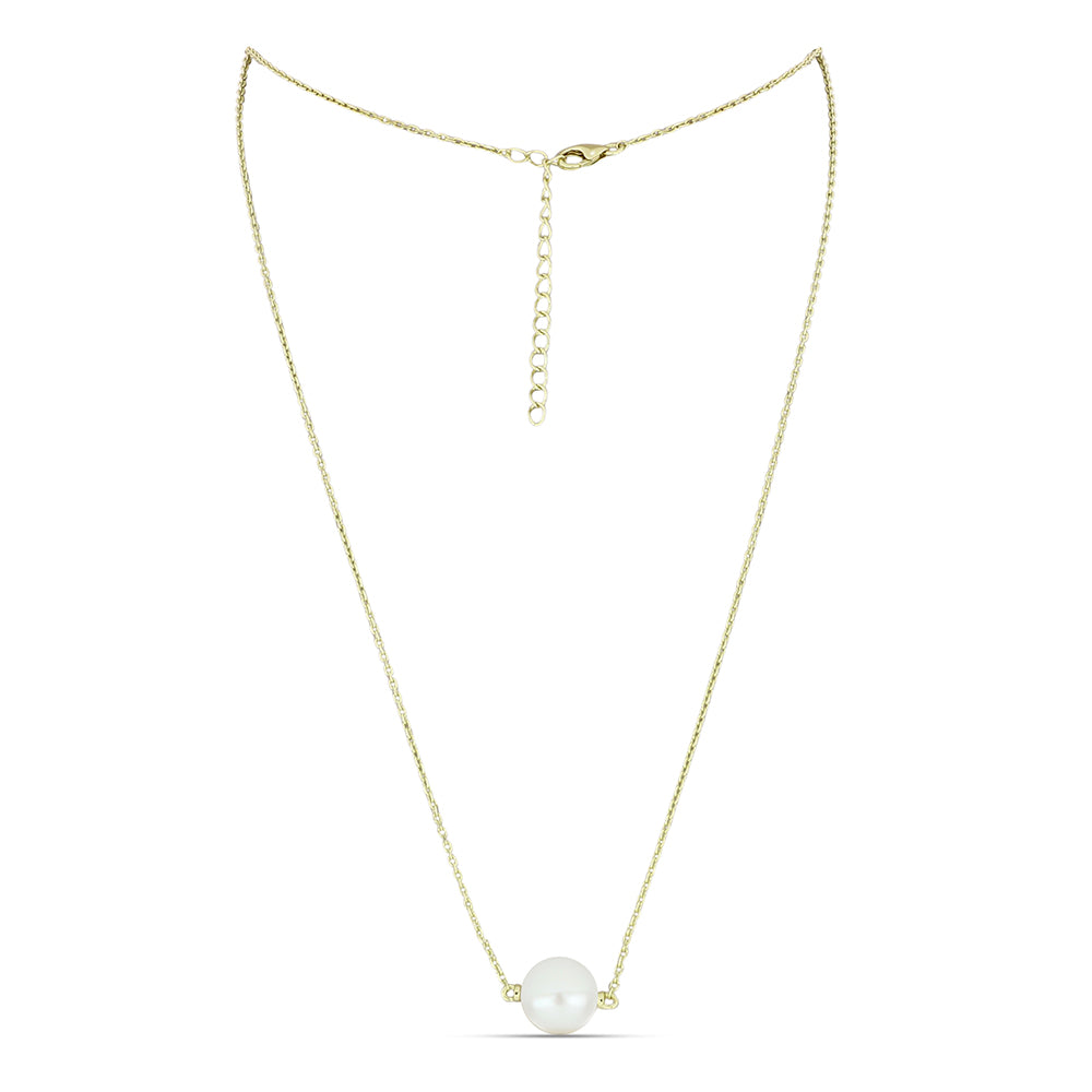 Collar de Plata Bañada en Oro con Perla blanca de agua dulce 1 