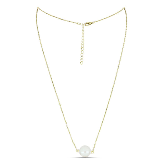 Collar de Plata Bañada en Oro con Perla blanca de agua dulce