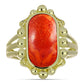 Anillo de Plata Bañada en Oro con Coral de Esponja Roja