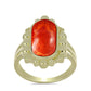 Anillo de Plata Bañada en Oro con Coral de Esponja Roja