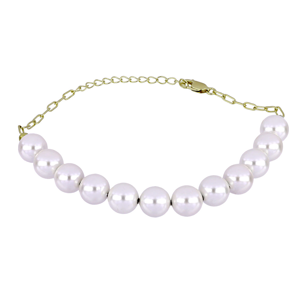 Pulsera de Plata Bañada en Oro con Perla blanca de agua dulce