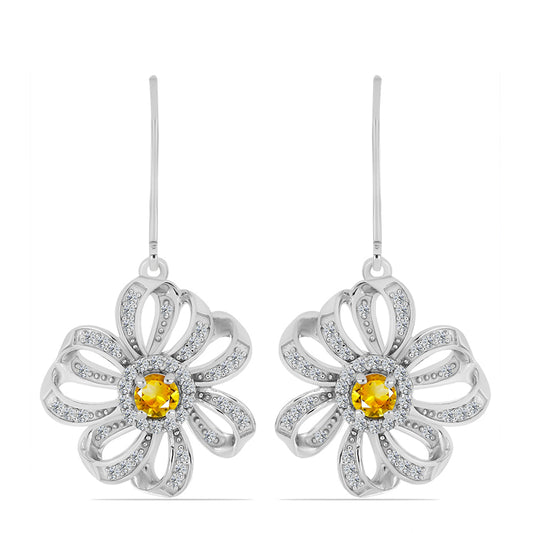 Pendientes de Plata con Citrino de los Montes Urales y Topacio Blanco