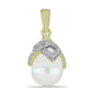 Colgante de Plata Bañada en Oro con Perla blanca de agua dulce y Topacio Blanco