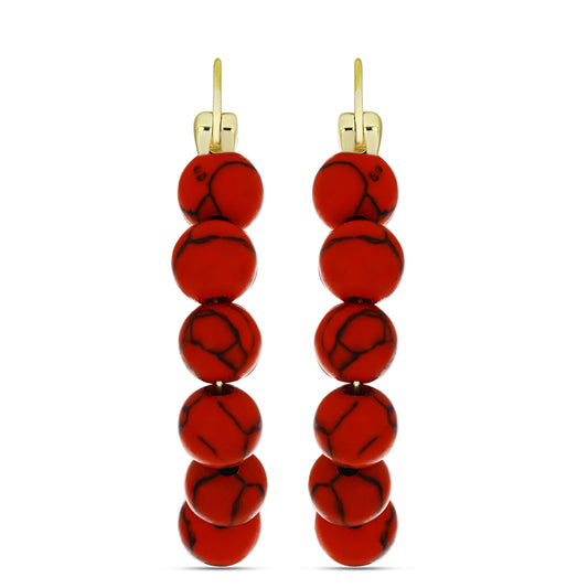 Pendientes de Plata Bañada en Oro con Coral de Esponja Roja