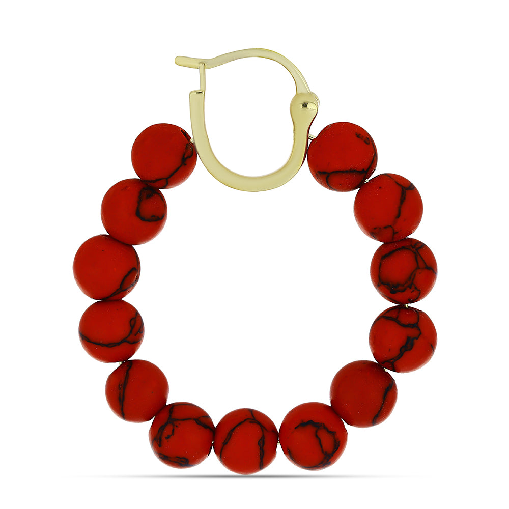 Pendientes de Plata Bañada en Oro con Coral de Esponja Roja