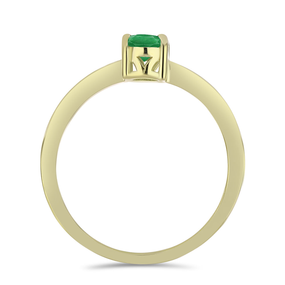 Anillo de Plata Bañada en Oro con Esmeralda de Zambia