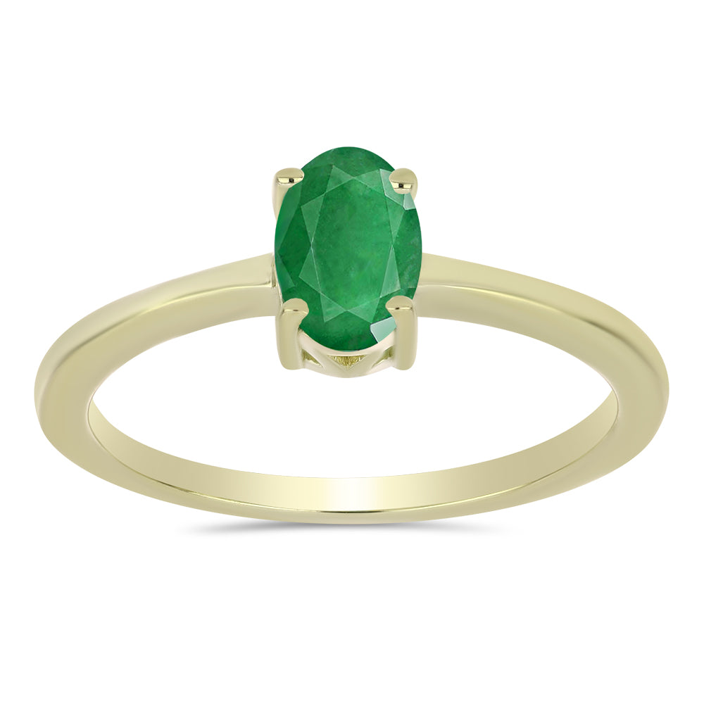 Anillo de Plata Bañada en Oro con Esmeralda de Zambia