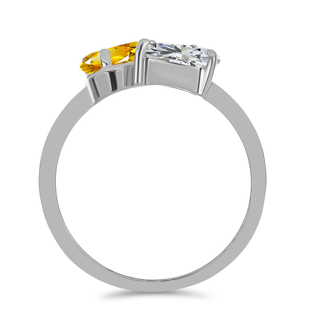 Anillo de Plata con Citrino de los Montes Urales y Topacio Blanco 2 