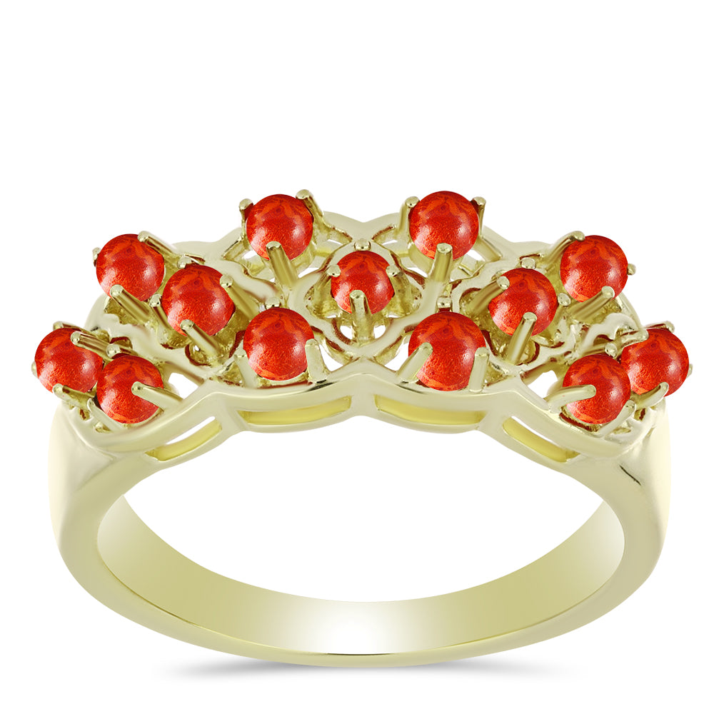 Anillo de Plata Bañada en Oro con Coral de Esponja Roja 1 