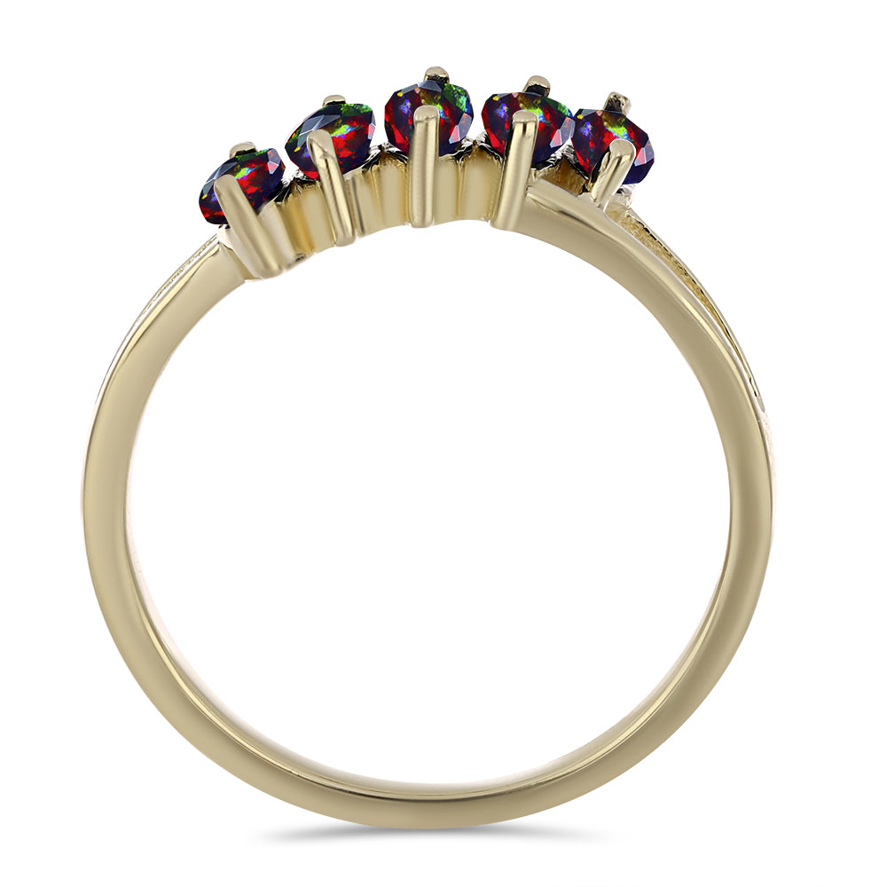 Anillo de Plata Bañada en Oro con Ópalo negro medianoche Lega Dembi de Ëtiopía