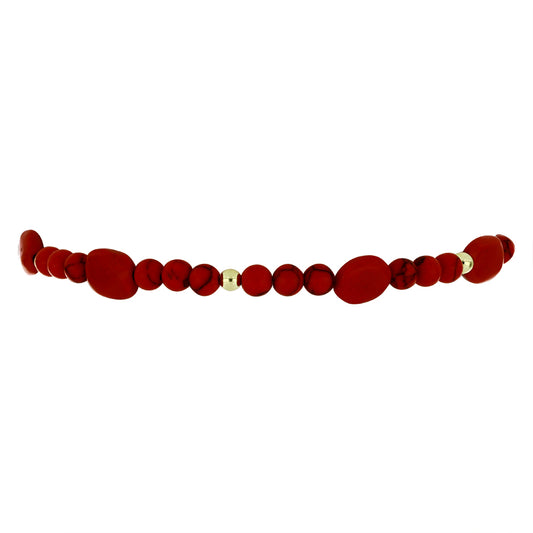 Pulsera de Plata Bañada en Oro con Coral de Esponja Roja