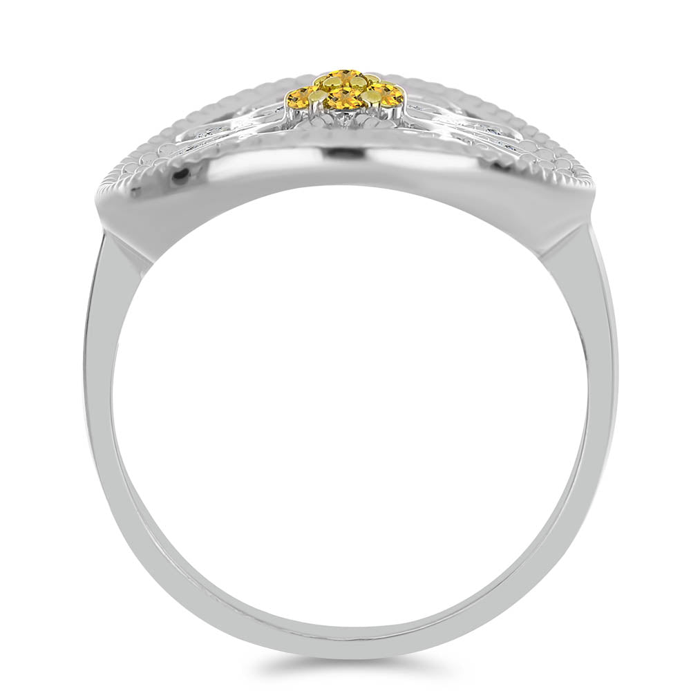 Anillo de Plata con Citrino de los Montes Urales y Topacio Blanco 2 