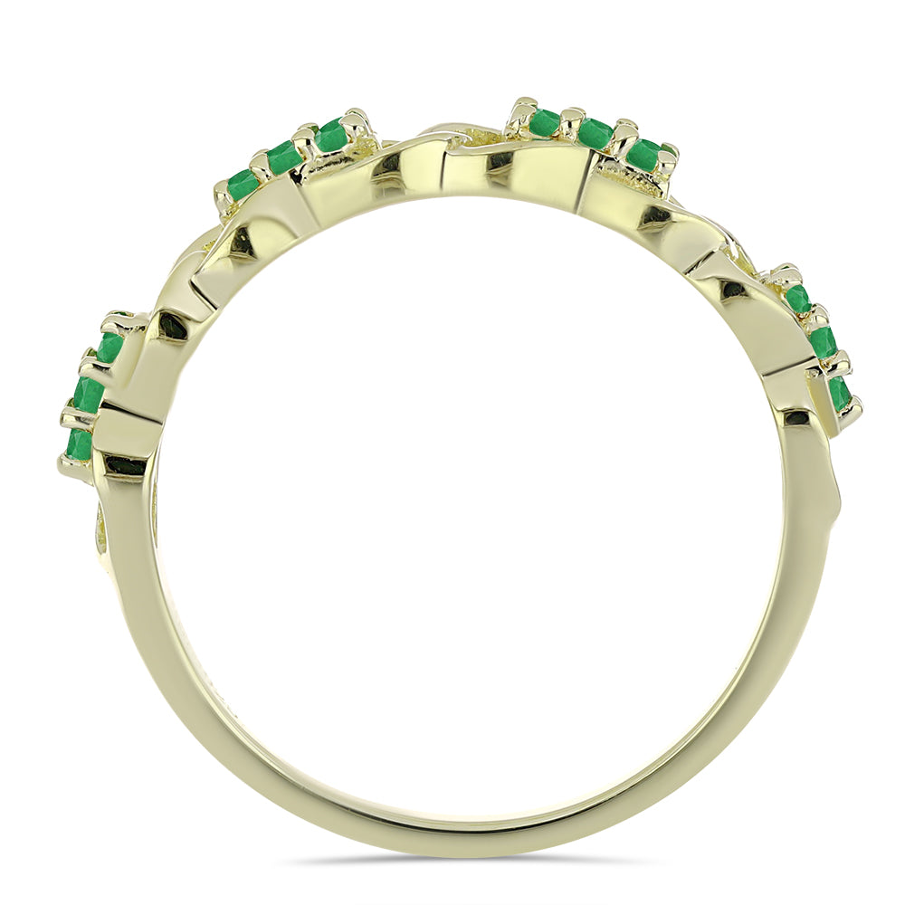 Anillo de Plata Bañada en Oro con Esmeralda de Zambia 2 