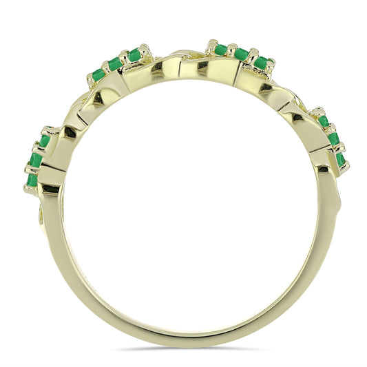 Anillo de Plata Bañada en Oro con Esmeralda de Zambia