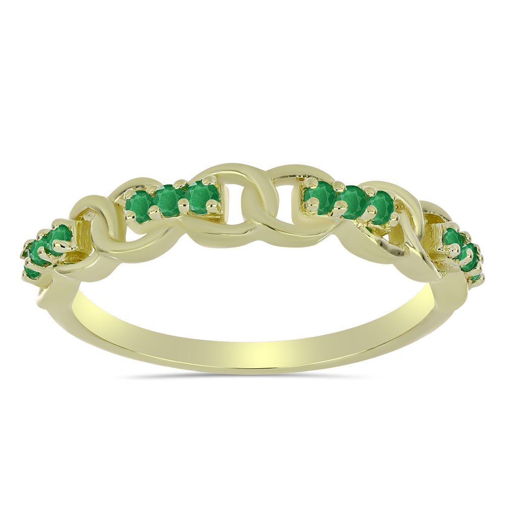 Anillo de Plata Bañada en Oro con Esmeralda de Zambia