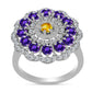 Anillo de Plata con Citrino de los Montes Urales y Amatista de Marruecos