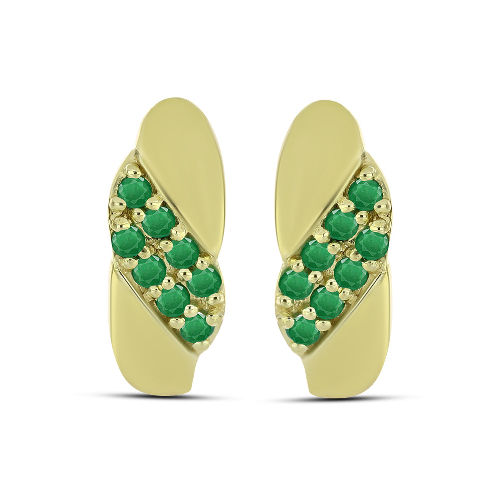 Pendientes de Plata Bañada en Oro con Esmeralda de Zambia