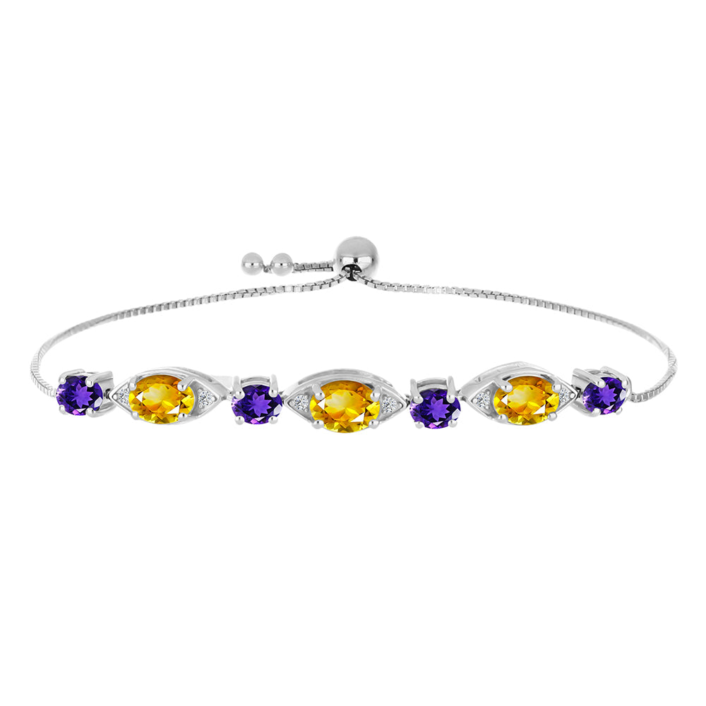 Pulsera de Plata con Citrino de los Montes Urales y Amatista de Marruecos 1 