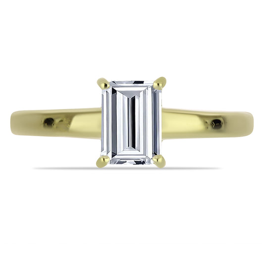 Anillo de Plata Bañada en Oro con Diamante certificado y cultivado en laboratorio