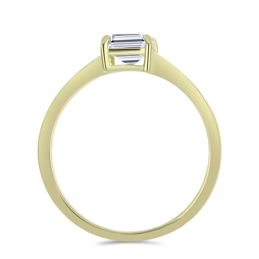 Anillo de Plata Bañada en Oro con Diamante certificado y cultivado en laboratorio