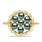 Anillo de Plata Bañada en Oro con Perla de río Tahiti verde ilusión
