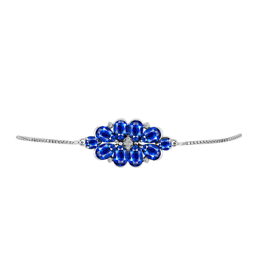 Pulsera de Plata con Zafiro Azul Australiano y Topacio Blanco 2 