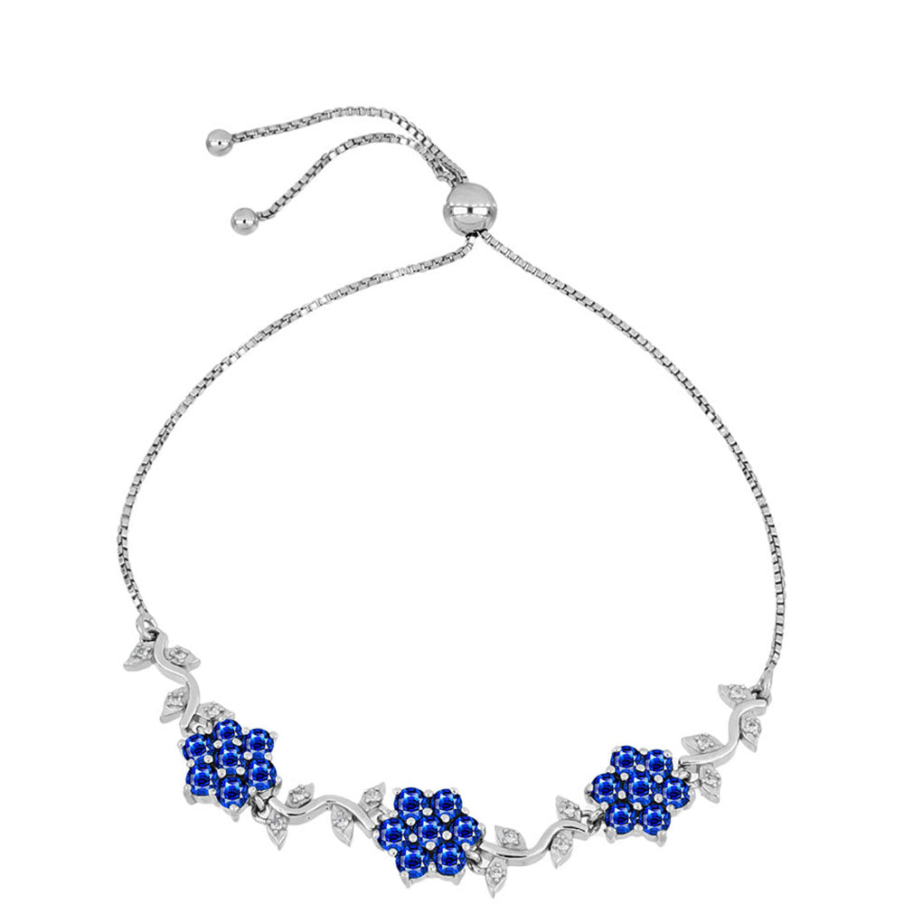 Pulsera de Plata con Zafiro Azul Australiano y Topacio Blanco 1 